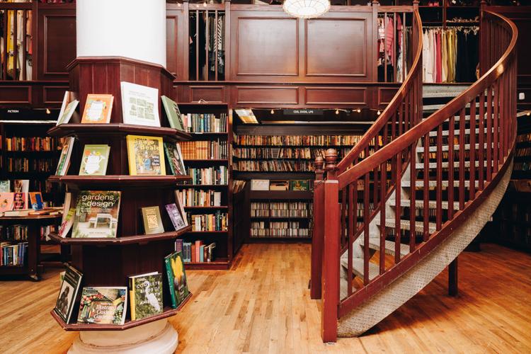Historic SoHo Bookstore with Mahogany Bookshelves and Spiral Staircases — event space in SoHo